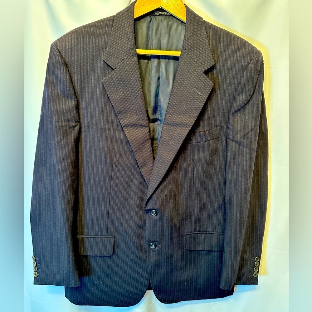 Corneliani Saks Fifth Avenue 50 US 40R Made In Italy Wool Blazer Black Stripe‎